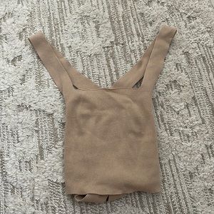 lace up open back sweater tank top